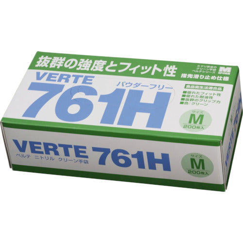 미도리 안전 니트릴 일회용 장갑 얇은 분말 없음 녹색 M (200 매입) VERTE-761H M 1 상자