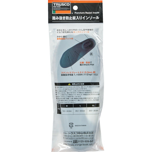 TRUSCO 踏み抜き防止板入 インソール L TIS-L 1 足