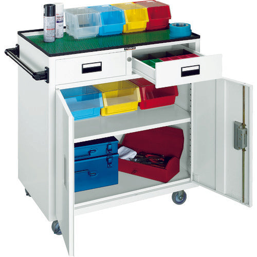 TRUSCO ツールワゴン 600X400XH880 引出・扉付 ヤンググリーン NTS-503N-YG 1 台
