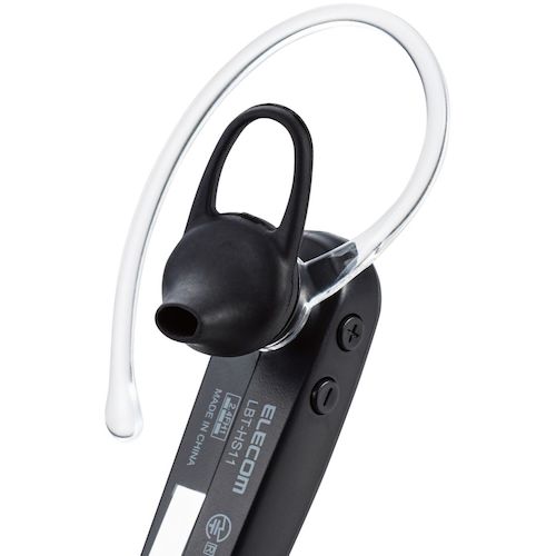 ELECOM Bluetooth Headset for Calls and Music, HD Voice Compatible, HS11, Black, LBT-HS11BK, 1 pc