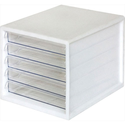 ナカバヤシ A4レターケース一体/浅5段/ホワイト A4E-05W 1 台