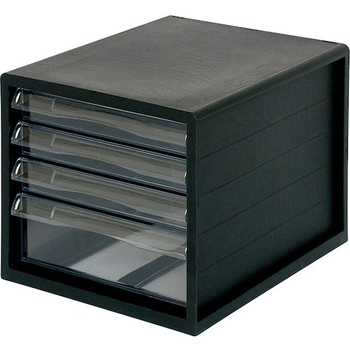 ナカバヤシ A4レターケース一体/浅3段深1段/ブラック A4E-04B 1 台