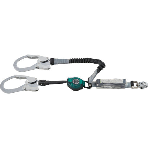 タイタン ハーネス用 ロック機構付き巻取+伸縮式ダブルランヤード HL−MRZW−1.3 HL-MRZW-1.3 1 本