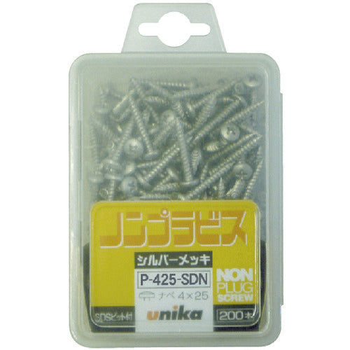 UNIKA プラグレスアンカー ノンプラビス シルバー 座付ナベ頭 Bドリルナシ ミニパック PW−425−SMP (20本) PW-425-SMP 1 PK