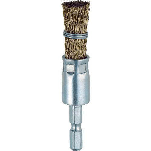 TRUSCO Hexagonal Shaft Cylindrical Brush Φ15 x 6.35 Brass Plated 0.25 Tie Type TEB6-15G 1 Piece