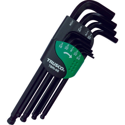 TRUSCO Ball Point Hexagonal Wrench Set 9 Pieces (Inch Type) TBRI-9S 1 S