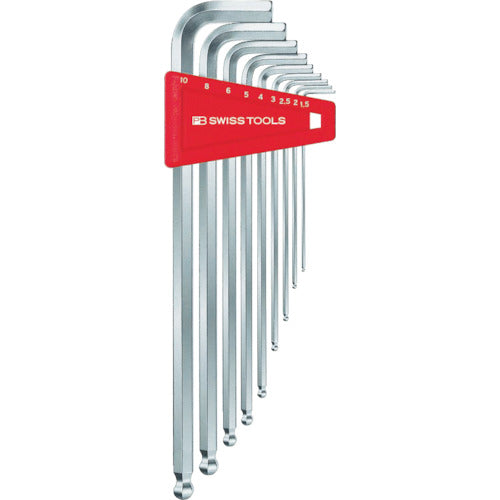 PBスイスツールズ ボール付ロング六角棒レンチセット(1.5、2、2.5、3、4、5、6、8、10) 212LH-10 1 S