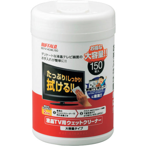 BAFFALO 액정 TV용 웨트 클리너 병 타입 150장들이 BSTV14CWL150 1개