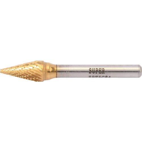Super Super Carbide Bur Titanium Coated Brazed Type Cone Shape (Double Cut) Blade Diameter: 9.5mm Shaft Diameter: 6.0mm SBT5C04 1 pc