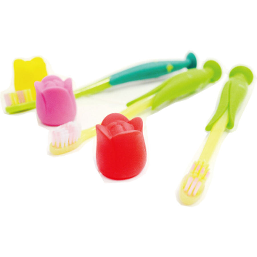 Pitatto Flores Tulip Toothbrush with Suction Cup Canary Yellow 1 Piece 1 pc