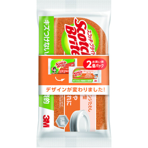 3M 스카치 브라이트 TM 항균 우레탄 스폰지 휨(리프형/3층) 2개 팩(오렌지) SS72KE-2PW 1 PK