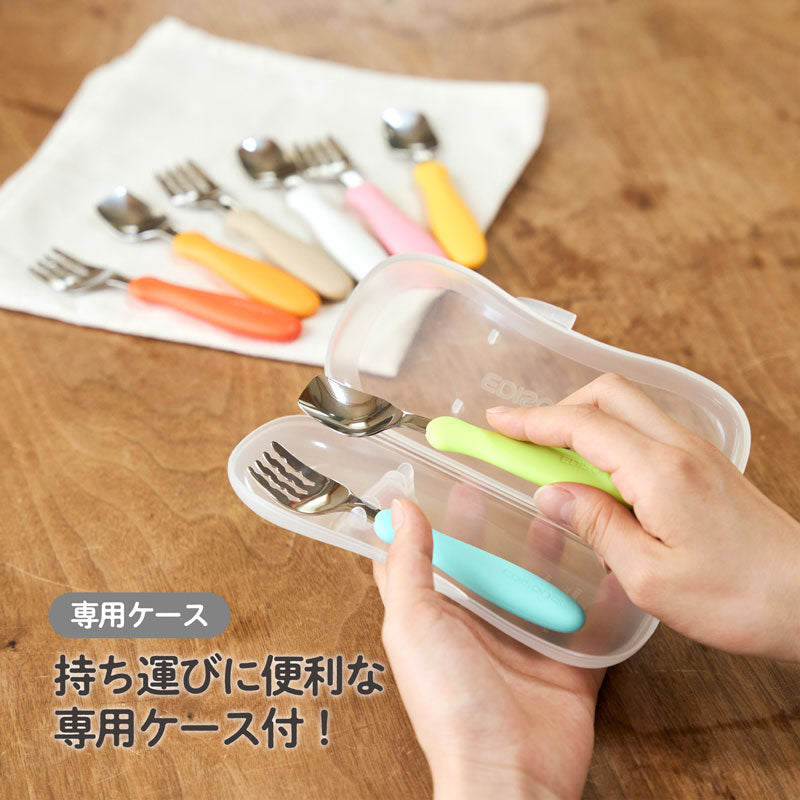 エジソンママのフォーク&スプーン ケース付 マンゴー&ピーチ 1 個