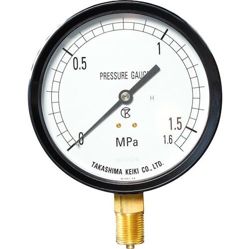 다카시마 플라스틱 압력계(A프레임립형・φ75) 압력 레인지 0.0~0.4MPa R3/8 1222040 1개
