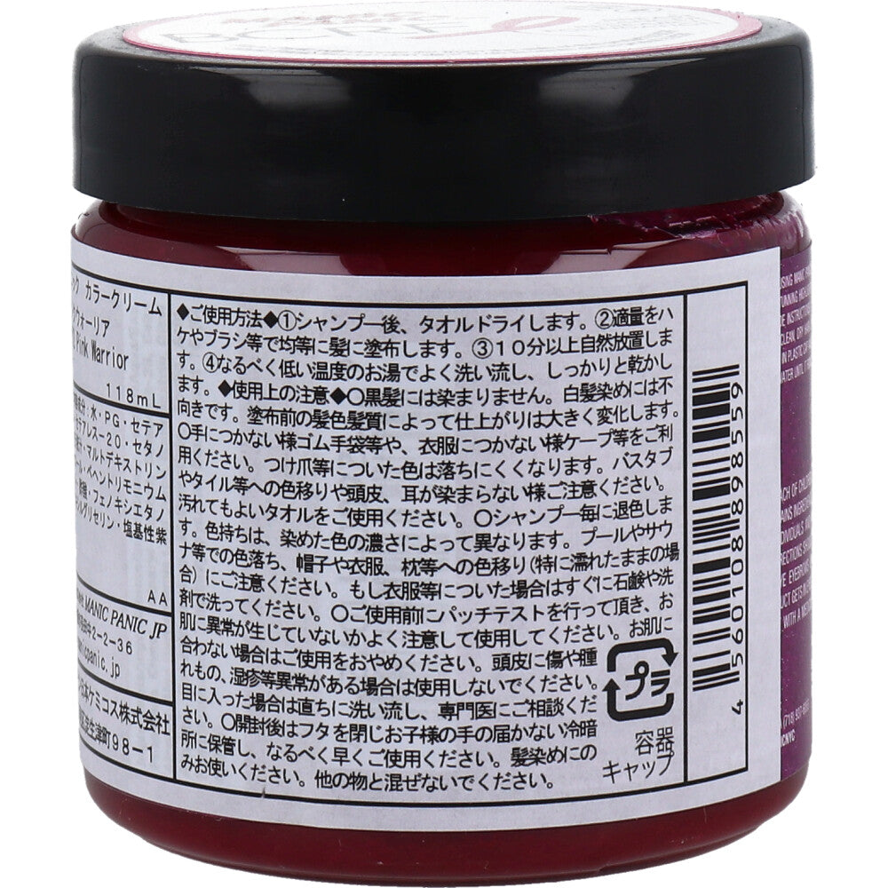 【아울렛】매닉 패닉 헤어 컬러 크림 핑크 워리어 MC11072 118mL 1개