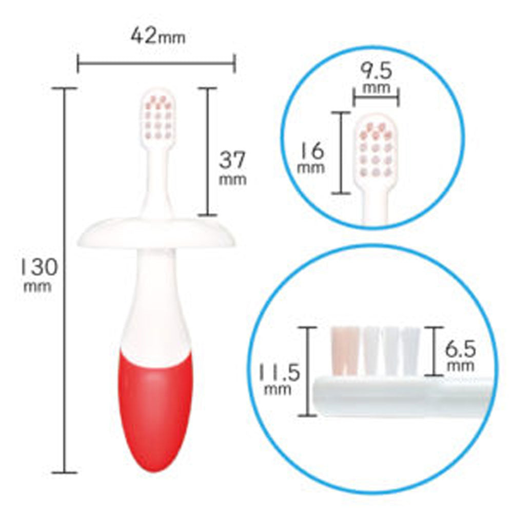 Dentalun Fluffy Grip, for ages 6 months and up, Red + Yellow, 2 pieces, 1 piece