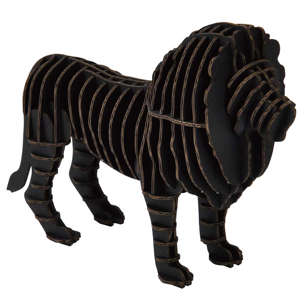 【アウトレット】hacomo GRID ライオン ブラック ダンボール工作キット 1 個