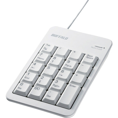 BAFFALO Wired Numeric Keyboard with Tab Key, Simple Package Model, White, BSTK100WHZ, 1 pc