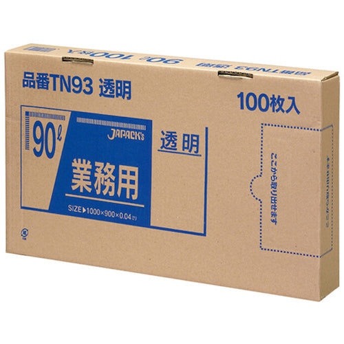 재팩스 업무용 폴리 봉투 90L100장 BOX 투명 두께 0.04mm TN93 3권