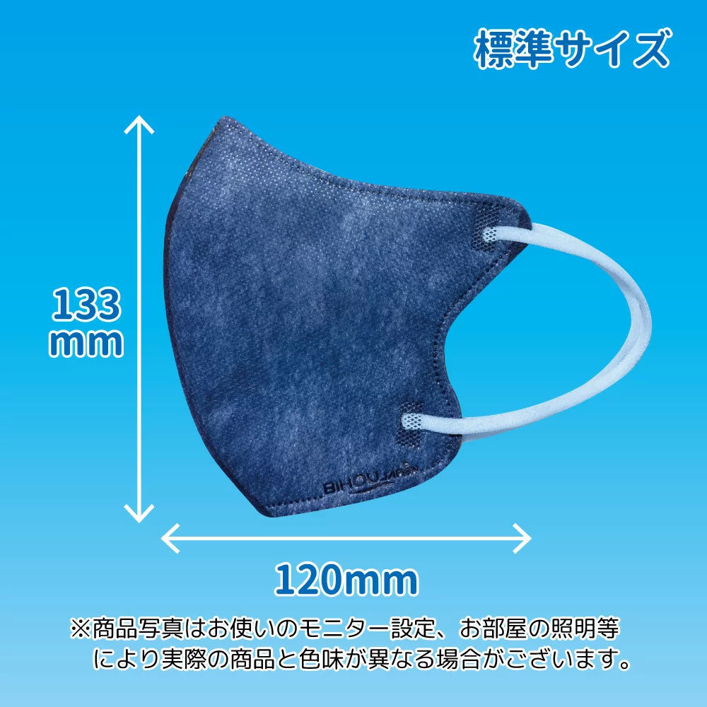 【아울렛】친화적인 마스크 입체 페이스 라인 표준 사이즈 네이비×물색 7장입 1개