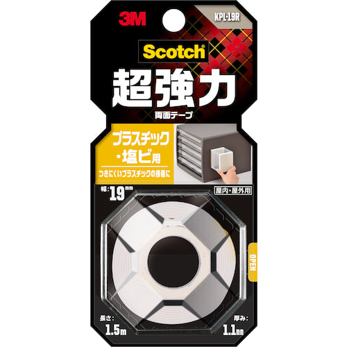 3M スコッチ 超強力両面テープ プラスチック・塩ビ用 KPL-19R 1 巻