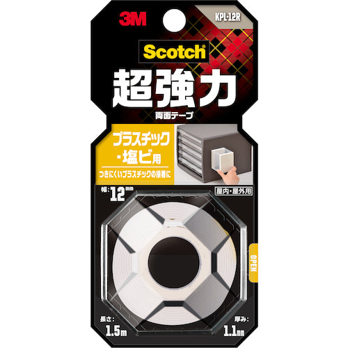3M スコッチ 超強力両面テープ プラスチック・塩ビ用 KPL-12R 1 巻