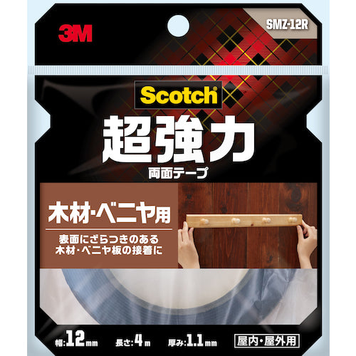 3M Scotch Super Strong Double-Sided Tape for Wood and Plywood SMZ-12R 1 Roll