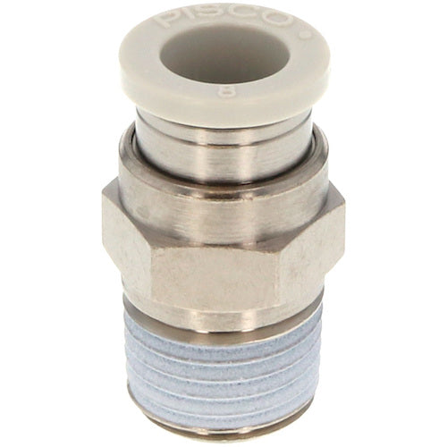 PISCO チューブフィッティング ストレート チューブ外径:6mm ネジサイズ:R1/8 ライトグレー仕様 PC6-01W 1 個