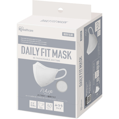 IRIS 296468 DAILY FIT MASK 3D Regular Size 30 Sheets White RK-F30SW 1 Box