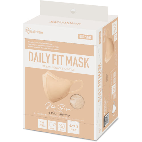 IRIS 296471 DAILY FIT MASK 3D Regular Size 30 pieces Silk Beige RK-F30SSB 1 box