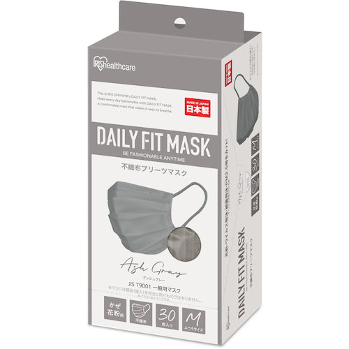 IRIS 296316 DAILY FIT MASK Regular Size 30 pieces Ash Gray PN-DC30MAG 1 box
