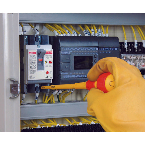 アネックス 絶縁ドライバー 刃先+2×軸長100mm 先端軸径Φ5mm 全長217mm 7920-2-100 1 本