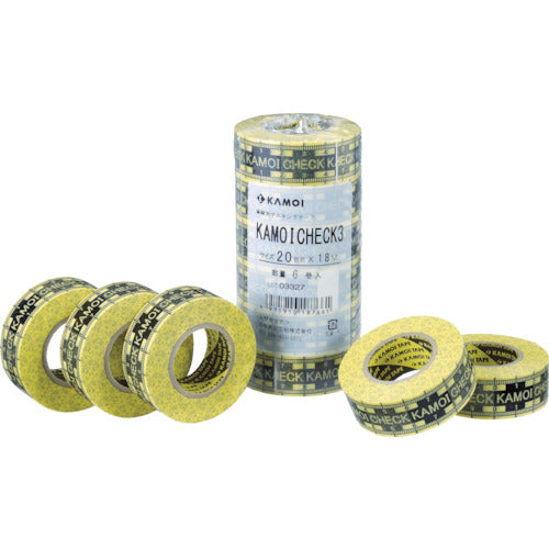 カモ井 マスキングテープ車両塗装用 CHECK3 幅20mm×長さ18m 厚さ0.09mm イエロー/ブラック CHECK3JAN-20 1 PK
