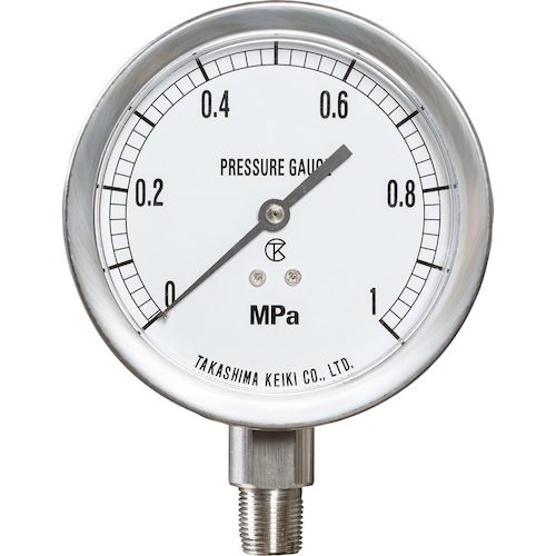 高島 ステンレス真空計(A枠立型・φ60)圧力レンジ0.0〜ー0.1MPa R1/4【1460901】 1460901 1 個