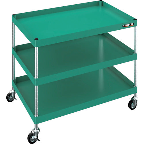 TRUSCO 【판매 폐번】플렉스 왜건 900X600XH740 3단 핸들 없음 75파이 고무 캐스터 그린 FLWB-733NH-G75-GN 1대