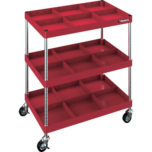 TRUSCO 【売り切り廃番】フレックスワゴン 750X500XH880 3段 ハンドルなし 75パイゴムキャスター レッド FLWB-823NH-G75-R 1 台