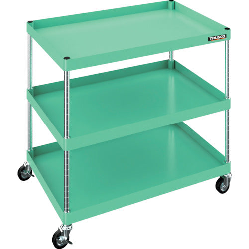 TRUSCO 【판매 폐번】플렉스 왜건 900X600XH880 3단 핸들 없음 75파이 고무 캐스터 영 그린 FLWB-835NH-G75-YG 1대