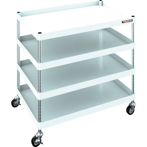 TRUSCO 【판매 폐번】플렉스 왜건 900X600XH880 4단 핸들 없음 75파이 고무 캐스터 화이트 FLWB-834NH-G75-W 1대