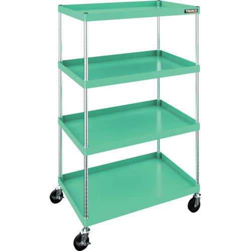 TRUSCO 【売り切り廃番】フレックスワゴン 900X600XH1500 4段 ハンドルなし 100パイEL車輪キャスター ヤンググリーン FLWB-1034NH-EL100-YG 1 台