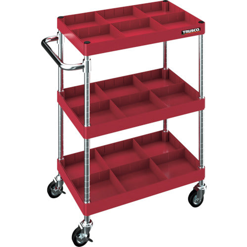 TRUSCO 【売り切り廃番】フレックスワゴン 600X400XH880 3段 75パイゴムキャスター レッド FLWB-813-G75-R 1 台