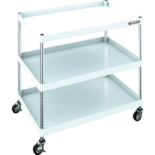 TRUSCO 【売り切り廃番】フレックスワゴン 900X600XH880 3段 ハンドルなし 75パイゴムキャスター ホワイト FLWB-833NH-G75-W 1 台