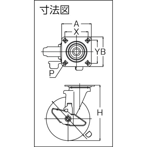 TRUSCO 캐스터 TYS 시리즈 자재 SP 부착 우레탄 차 125 mm TYSUB-125 1개