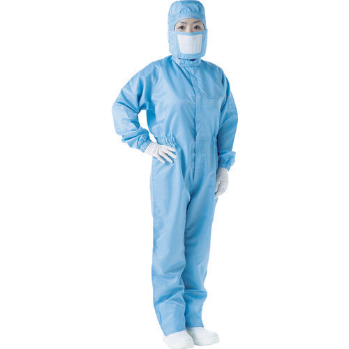TRUSCO Antistatic Grid Hooded Coveralls Blue M TCOGF-BM 1 Piece