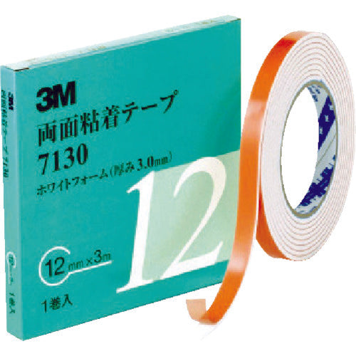 3M 両面粘着テープ 7130 12mmX3m 厚さ3.0mm 白 7130 12 AAD 1 巻