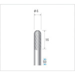 ナカニシ チタンコート超硬カッター 円筒先丸(ダブルカット)刃径6mm 刃長16mm 21521 1 本