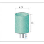 ナカニシ 軸付砥石(1Pk(袋)10本)粒度100 グリーン 円筒 外径20mm 42882 1 PK
