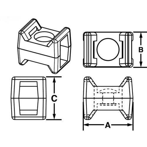 PANDUIT Rotating Tie Mount Weather Resistant Black (100 Pieces) TM3-X2-C0Y 1 Bag
