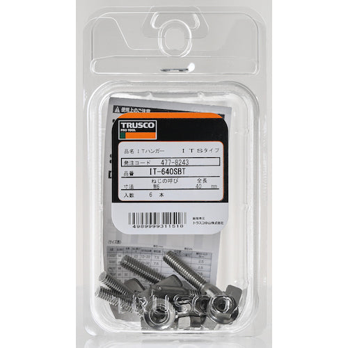 TRUSCO IT Hanger Stainless Steel M6X50 6 Pieces (Hollow Wall Anchor/Scissor Fixing Type) IT-650SBT 1 PK