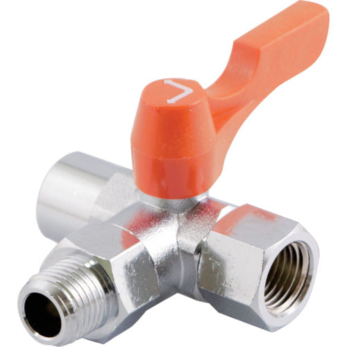 ASOH ボールバルブ エースボール3W 横型三方弁 外×内ネジ型 PT1/4 BT-3222R 1 個