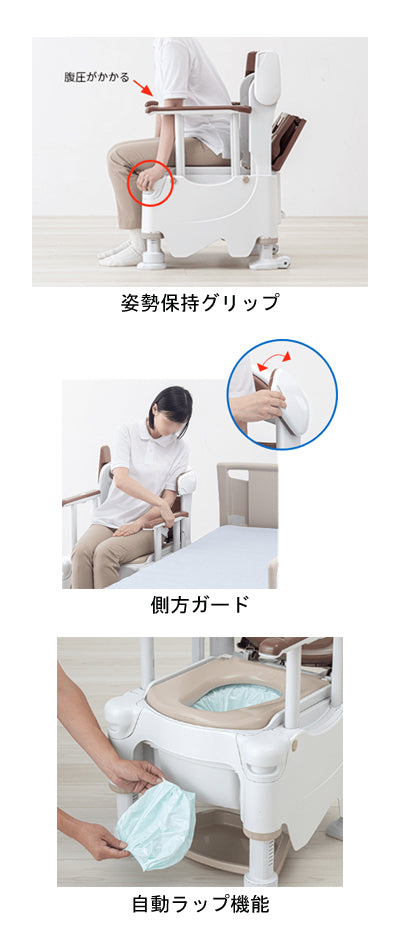 安寿 ポータブルトイレ FX-30 らくゾウくん 自動ラップ 標準便座・快適脱臭 / 532-975 ミストブルー 1 台