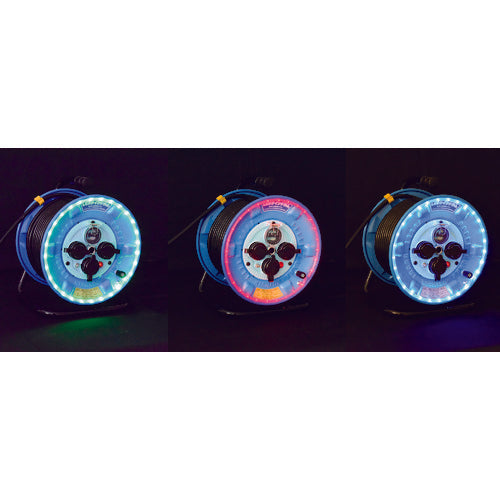 NICHIDO Electrician's Drum, Waterproof LED Line Drum, Blue, For Leakage Protection Only, 30m, NPWL-EB33-B, 1 Unit